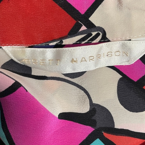 Brett Harrison 100% Silk Vintage Silk Long sleeve Funky Fun Maximalist Bright - Picture 5 of 9